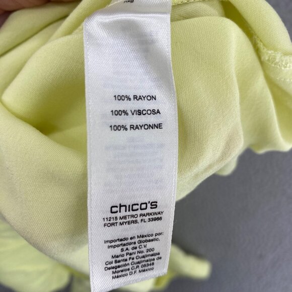 Chicos Top Womens 1 US Medium Babette Citron Yellow Button Up Roll Tab Sleeves * - Picture 10 of 12
